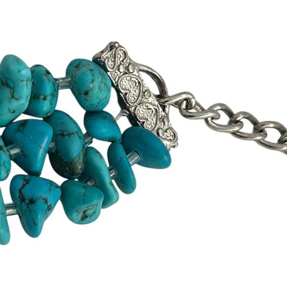 Multi-Strand Faux Turquoise Chip Bead Necklace Boho Southwestern Statement - Picture 7 of 10